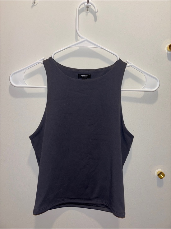 Express Tops - Express Grey Body Contour High Neck Tank Top